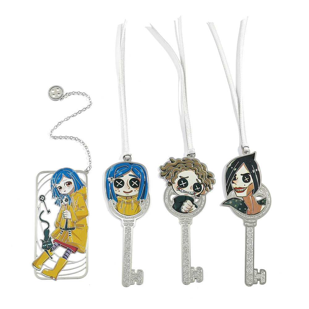 Anime Coraline Bookmarks Horror Movie Halloween Hollow Bookmark Learning Stationery Page Marker Supplies Festival Gift