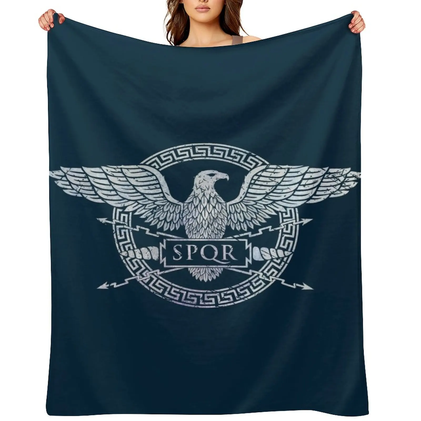 

SPQR Roman Empire Eagle Emblem - Vintage White Throw Blanket Stuffeds warm winter Blankets Sofas Of Decoration Shaggy Blankets