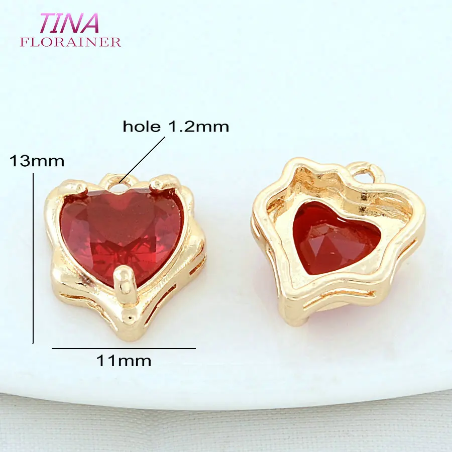 6PCS 11*13MM 18K Gold Color Brass Heart Charms Pendants Necklace Bracelet DIY Earrings Jewelry Making  Accessories view 3
