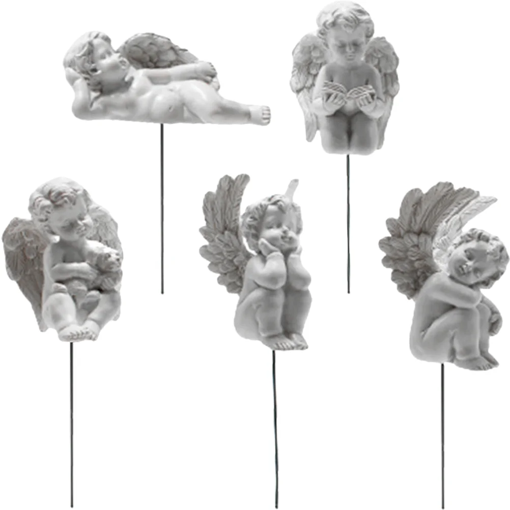 

5 Pcs Angel Statue Decor Statues and Figurines Props Sculpture Garden Decoration Baby Home Resin Crafts Cute Model