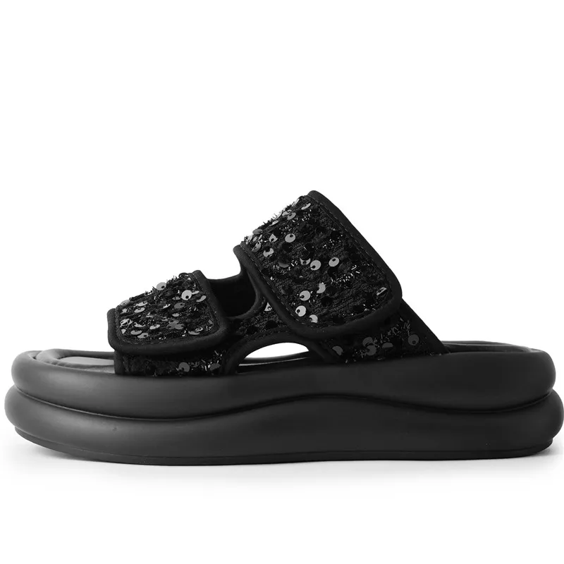 Luxury Brand Designer Women Fashionable Slippers With Sequin Fabric Bling Bling Sexy Charming Elegant Comfortable Bread Sandals