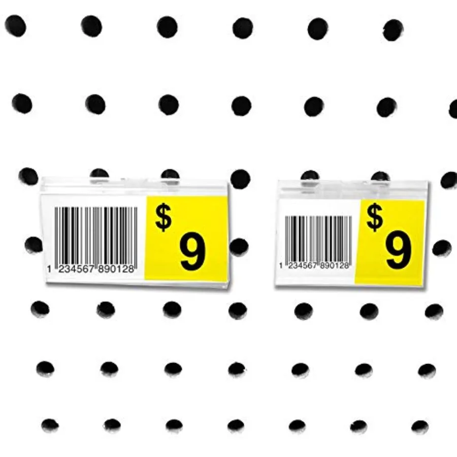 

Pegboard Label Holder Scannable UPC Ticket Display with Slot for Peg Wall 2" L x 1.25" 100 Pack