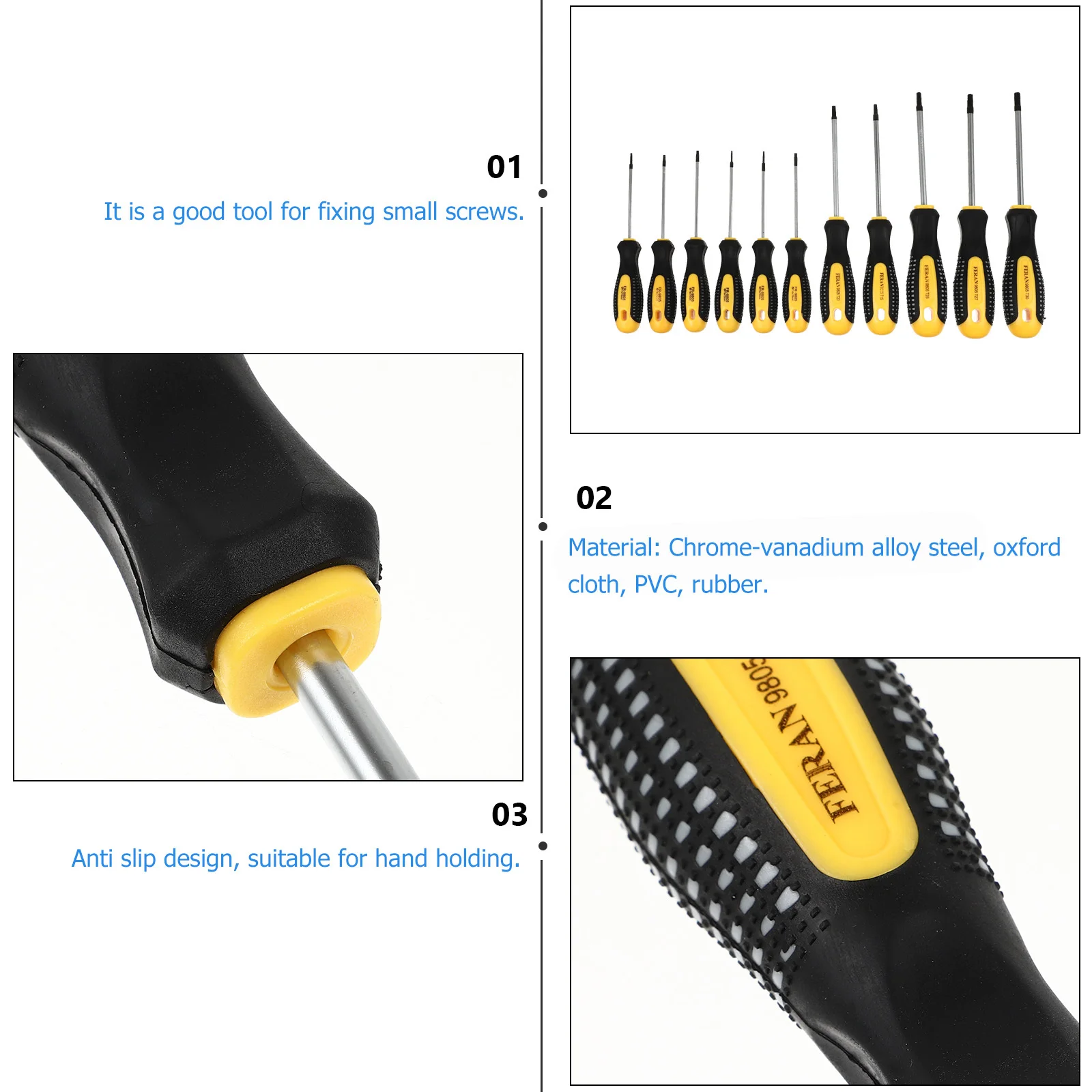 

1 set 1 Set Chromium Vanadium Steel Screwdriver For Car Repair Home Use Compact Manual Hand Tool Repairing Security Set