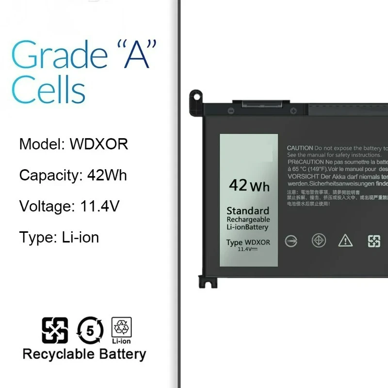 New WDX0R 11.4V 42Wh Laptop Battery for Dell Vostro 5468 5471 5568 Inspiron 13 5368 5378 5379 7368 5770 7460 7472 5567 5570 5579