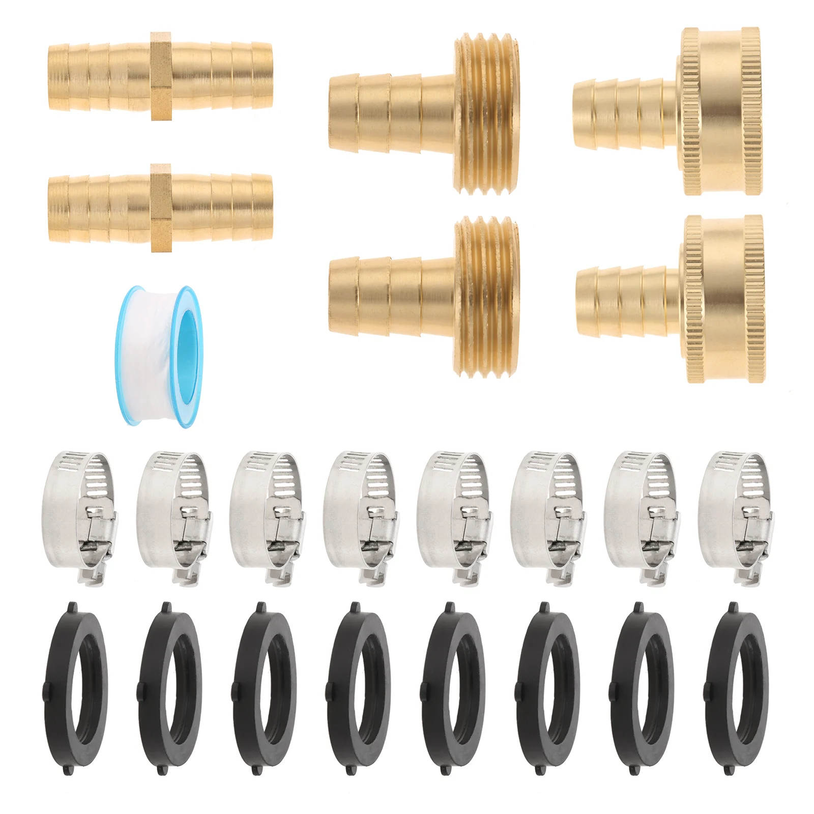 

4 Sets Brass Garden Hose Connector Hose Mender Water Hose Repair Kit Female and Male Hose Connector Garden Hose Fittings Kit