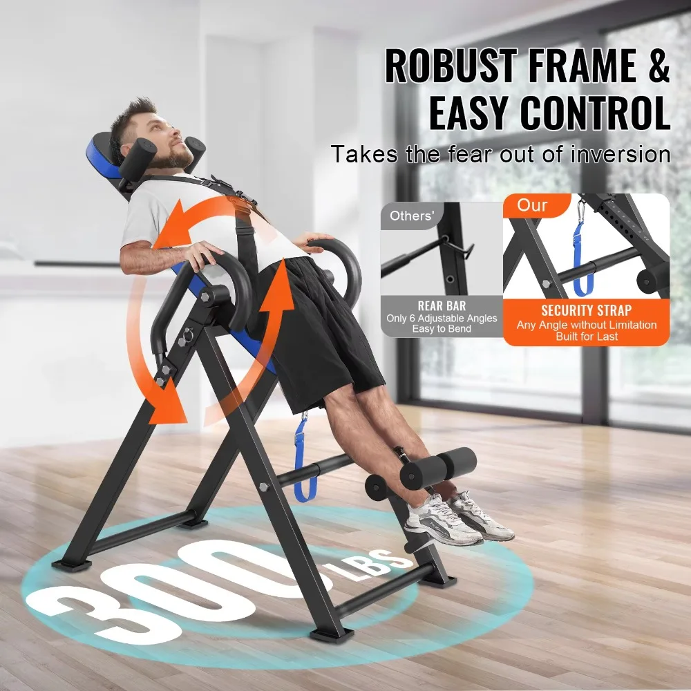 Heavy Duty Inversion Table Decompression Back Stretcher Machine Headrest Spine Therapy Home Gym Strength Training Equipment