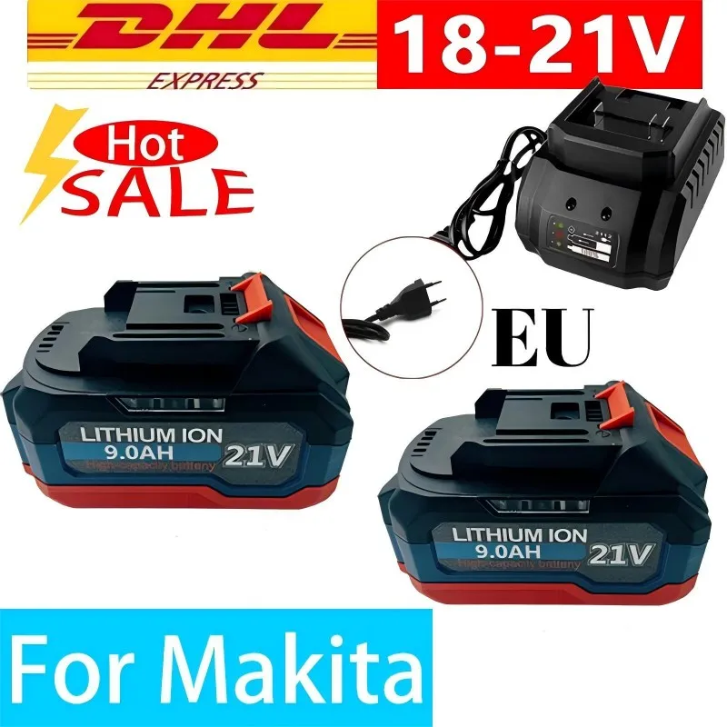 For Makita 18V-21V Lithium Battery 9.0ah Fast Charging Safety Certified for Electric Drill/Driver