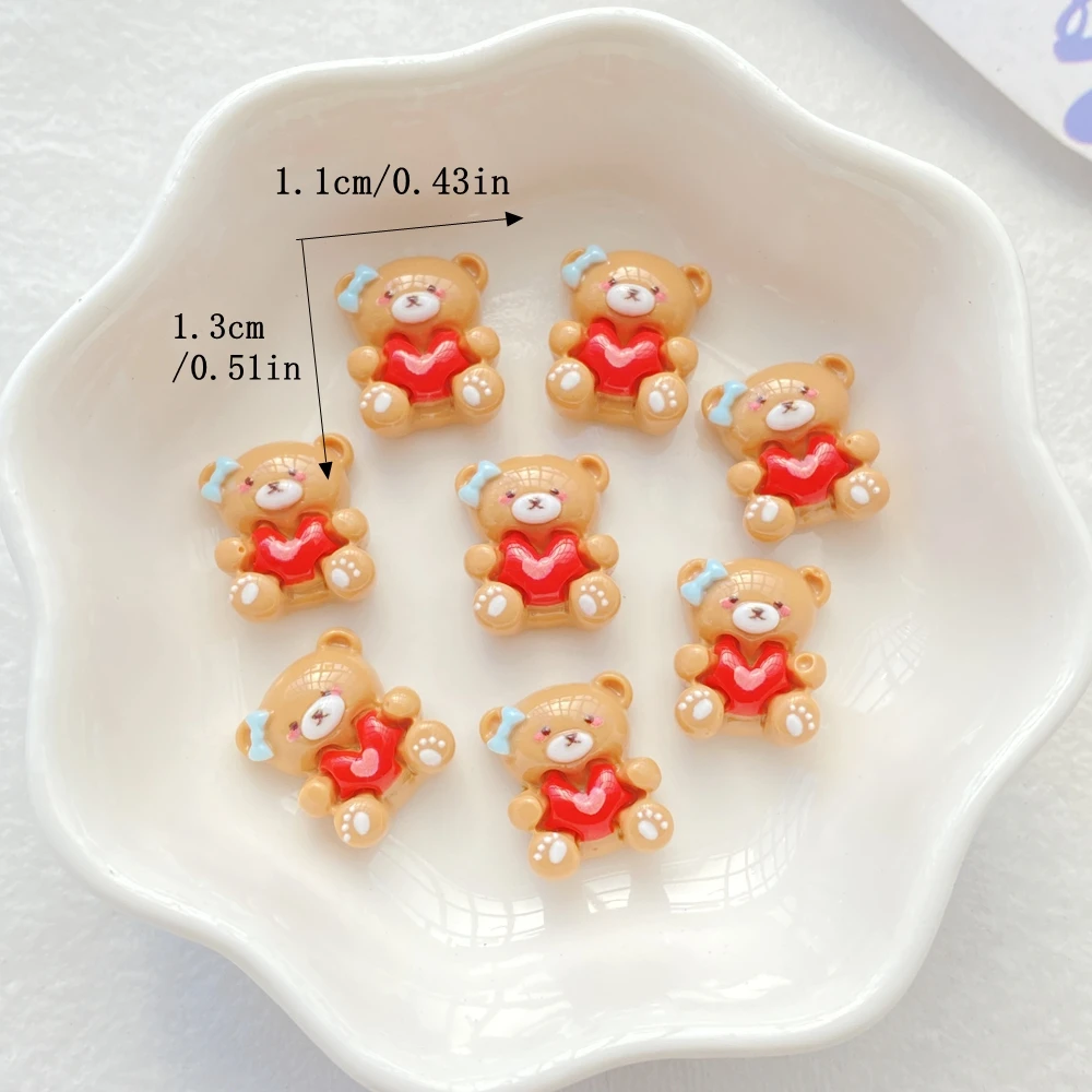 22Pcs Cute Resin Little Bear Flat Back Ornament Jewelry Making Manicure Hairwear Accessorie