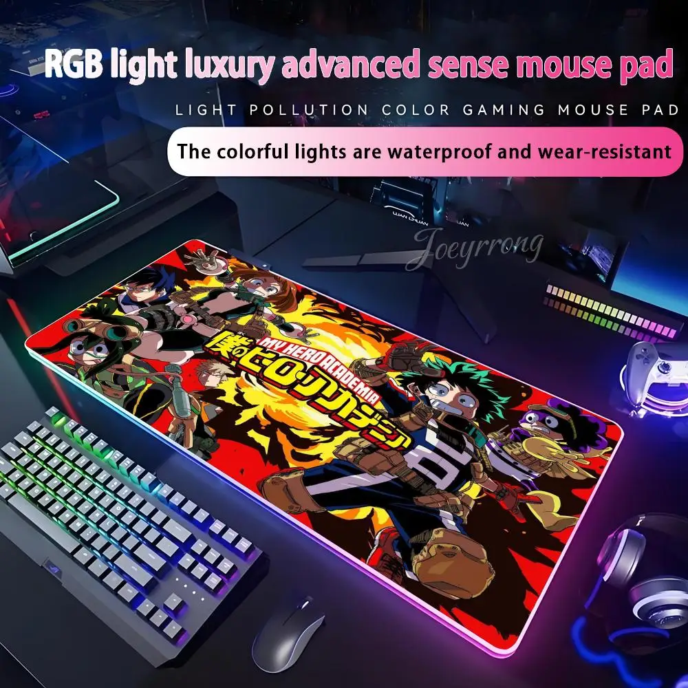 

My Hero Academia Mouse Pad RGB Extended Gaming Keyboard Seven colors LED Mats Large 1000x500mm XXL Gamer