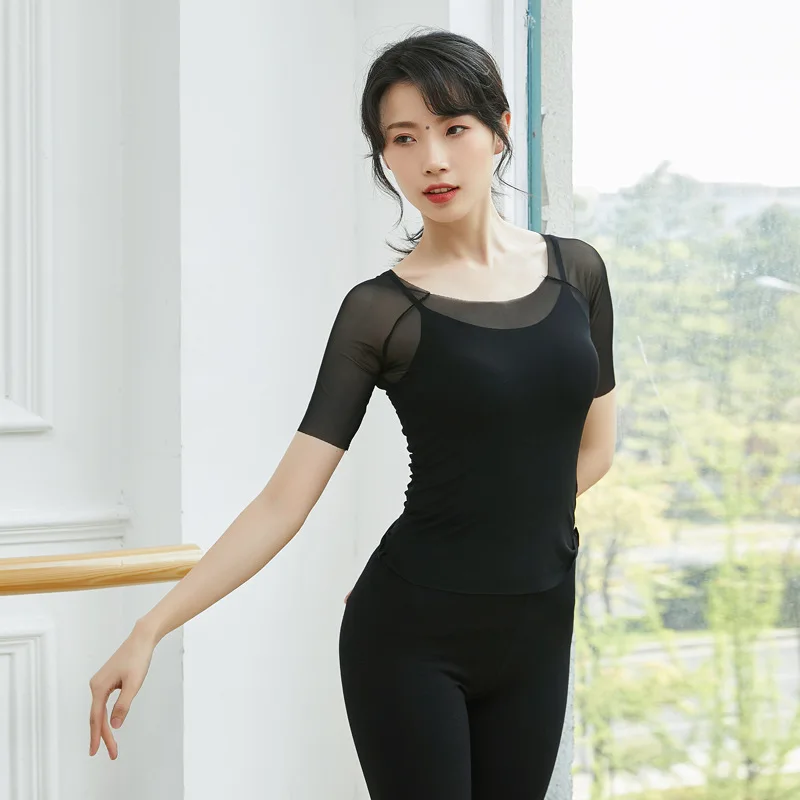 Ballet Dance Me irt Tight Fit ort Sve Elastic Yoga Sportswear für Frauen Übung orm Gym Fitn Fan Gear