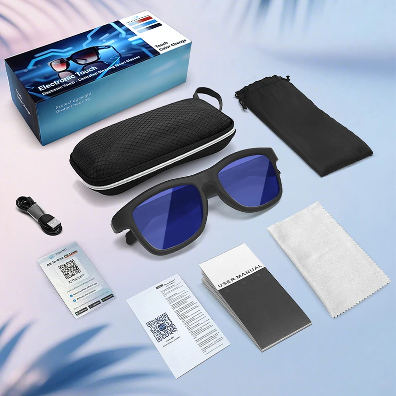 Al الترجمة الذكية تغيير لون النظارات الشمسية الرجال النساء UV400 حماية النظارات الذكية صوت مساعد مشغل موسيقى ظلال #6