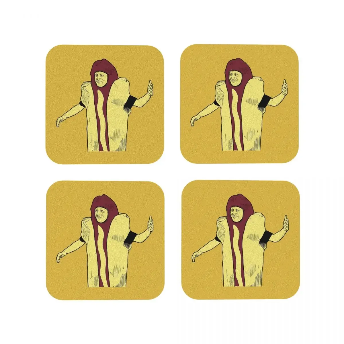 Hot Dog Car Crash I Think You Should Leave Coasters Kitchen Placemats Cup Coffee Mats For Decor Home Tableware Pads Set of 4