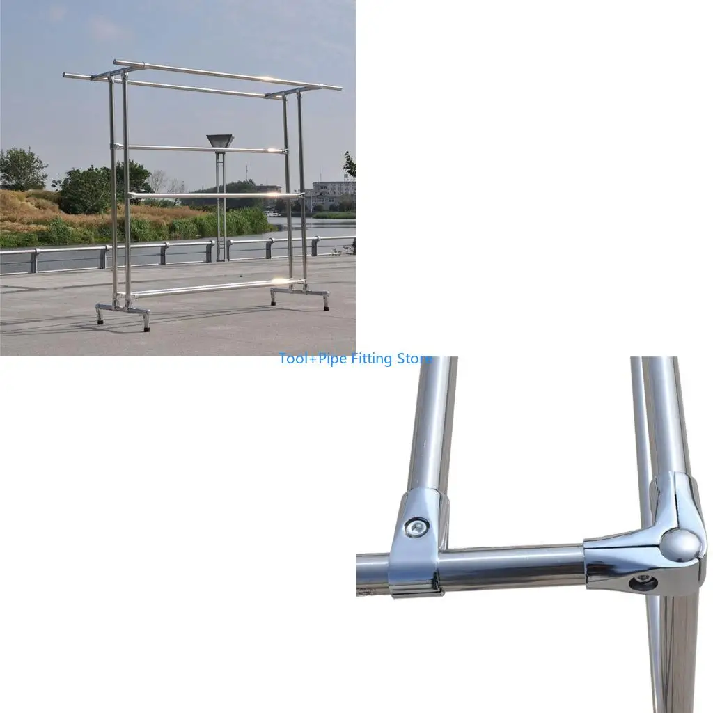 F92B Silver Tube Fitting Hardware for Round Pipe Assembly, T-Shaped Joint with Side Locking Screw for Frame Projects