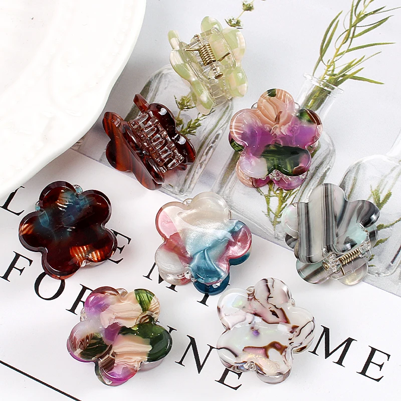 2 Pcs Acetate Korean Flower Hairpin Crab Claw Cute Girl Children Hair Clips Kids Barrettes Hair Accessories