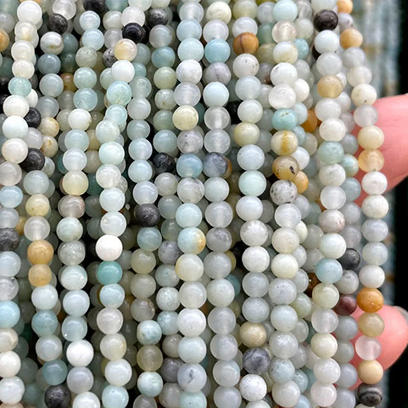 Natural Stone Beads 2 3 4MM Mix Color Amazonite Round Loose Spacer Bead for Jewelry Making DIY Bracelet Necklace Charm