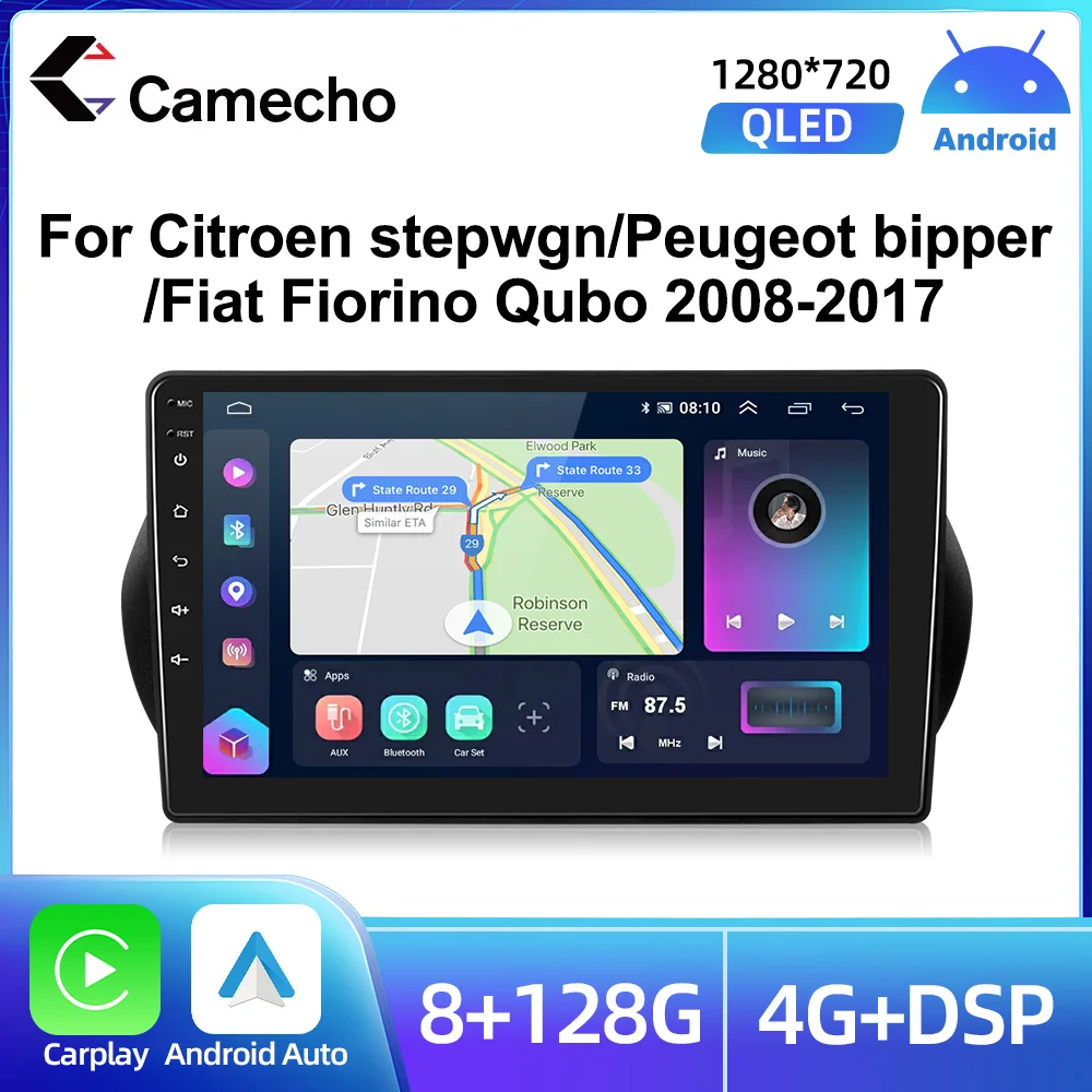 

Camecho Android 2Din 10" Car Radio Stereo For Citroen stepwgn/Peugeot bipper/Fiat Fiorino Qubo 2008-2017 Wifi Multimedia Player