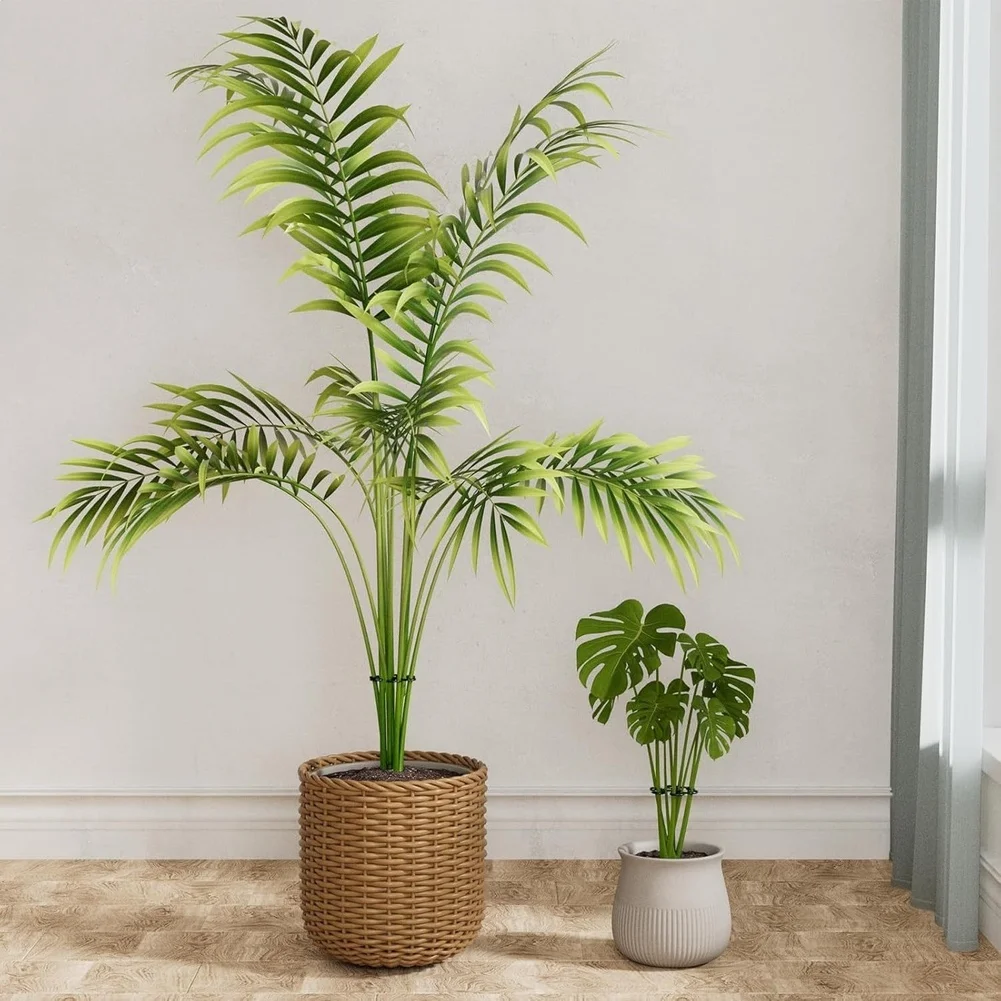 4 Piece Stainless Steel Monstera Support Kit with Green Binding Tape for Indoor Plant Training and Stem Positioning