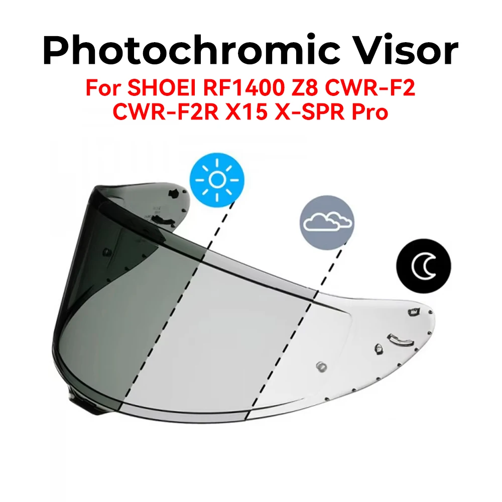 Photochromic Visor for SHOEI RF1400 Z8 RF-1400 NXR2 CWR-F2 CWR-F2R X15 X-15 X-Fifteen X-SPR Pro Autochromic Lenses Helmet Shield