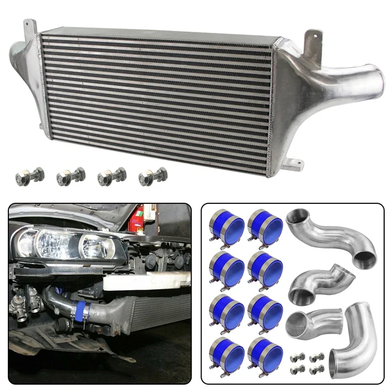 Aluminum Front Mount Intercooler with Pipes Fits for Nissan Skyline R33 R34 GTR RB26DETT Black/Red/Blue