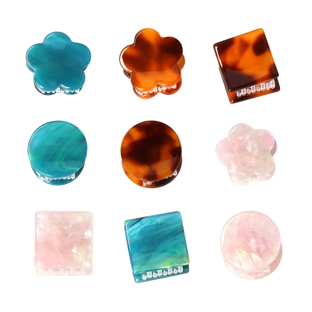 

9pcs Flower Hair Clips Girls Cute Design Bangs Ponytail Hairstyles Lightweight NonSlip Pink Coffee Green Mini Size Festivals