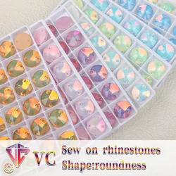 VC Mocha Opal Fluorescent Round Sew on Rhinestones Sewing Diamond Glass Brilliant Accessories DIY