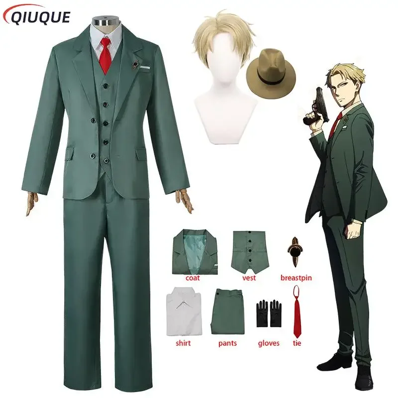 

Anime Spy X Family Loid Forger Men Costume Blonde Wig Suit Twilight Hat Halloween Party Clothes