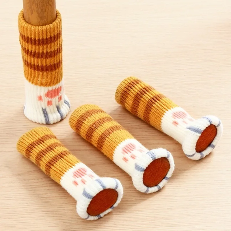 4PCS/Set Cute Cat Paw Table Foot Socks Non-slip Chair Leg Covers Mute Wear-Resistant Floor Protectors Mat