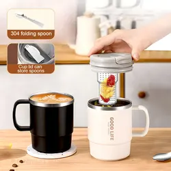 550ML Coffee Mug 304 Stainless Steel Thermal Cup With Tea Strainer And Lid Tea Cup Water Bottle For Gifts Drinkware