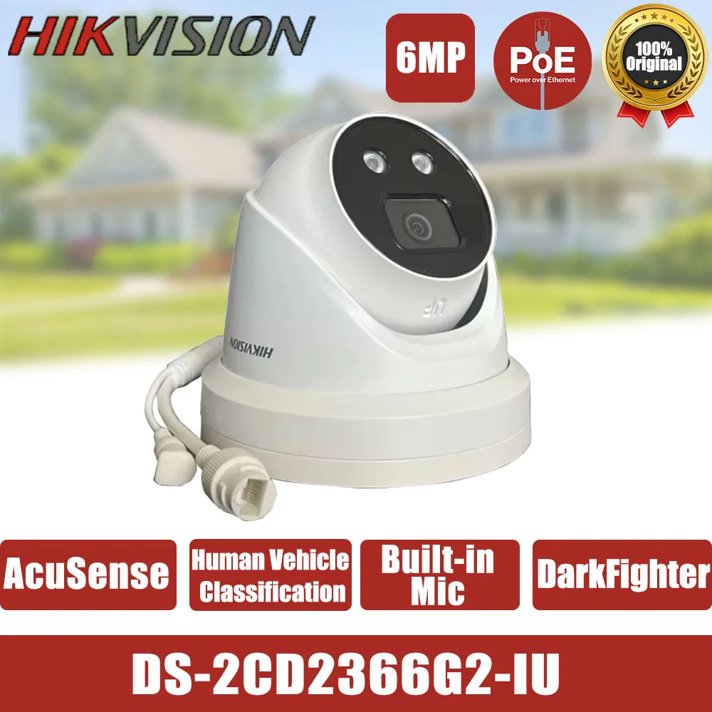 

Hikvision 6-мегапиксельная IP-камера PoE с поддержкой SD-карты DarkFighter Встроенный микрофон IR30m Турельная камера наблюдения AcuSense DS-2CD2366G2-IU