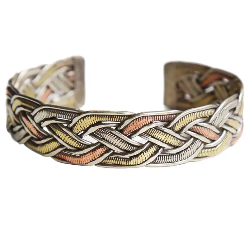 

Indian Jewelry Rose Copper Wrapped Open Cuff Wide Bangles for Man Women BB-098