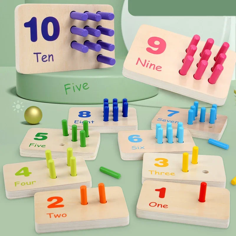 

Деревянная палочка для игры на совпадение 1-10, доска для познания чисел, развивающие игрушки, обучение цветам
