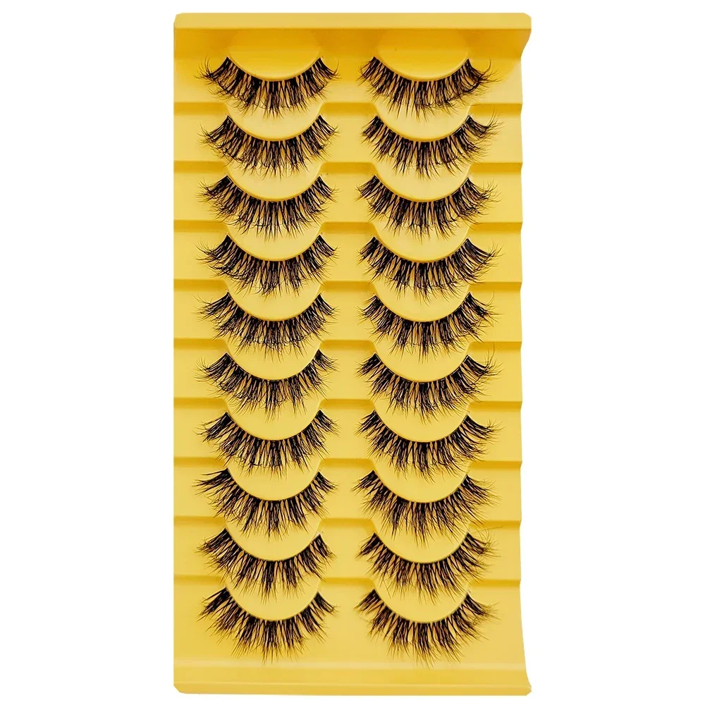 Super Fofo Faux Mink Cílios, Cílios Wispy, Cat e Fox Eye Effect, Cílios Dramáticos, Maquiagem Extensão Cílios, 6D, 10 Pares