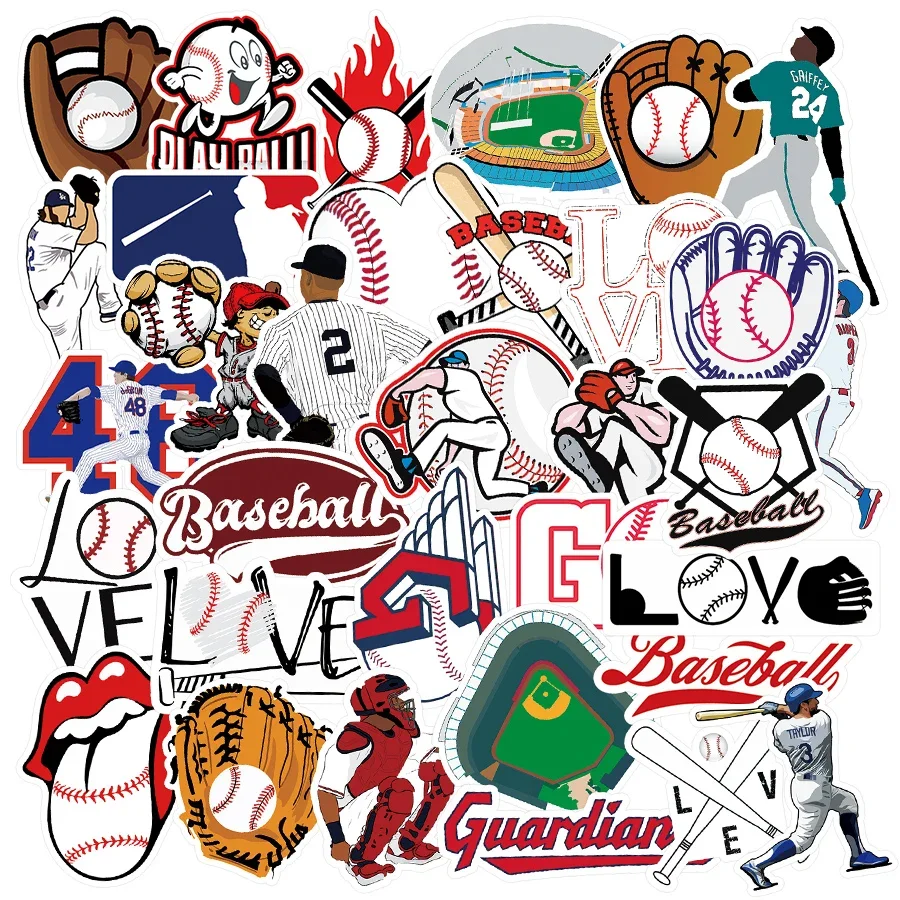 50 PCS Baseball Sport Stickers for Kids DIY Laptop Luggage Cars Phone Case Motorcycle Helmet Cartoon Waterproof Stickers Decals