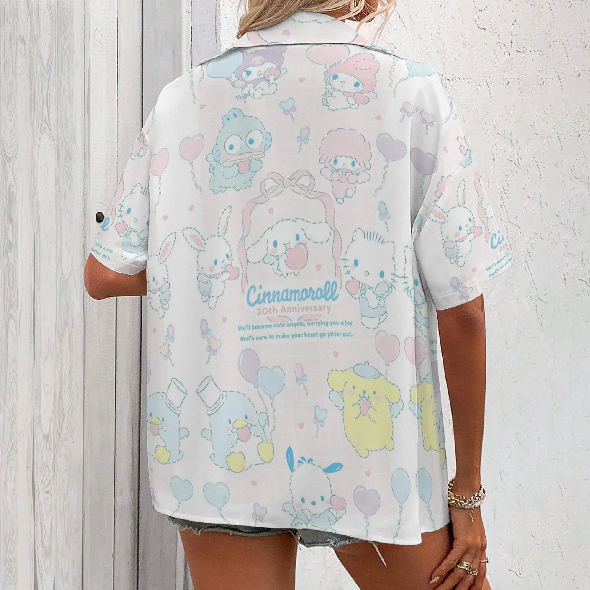 مرحبا كيتي تي شيرت والأصدقاء ملابس امرأة البلوزات النسائية صفقات Shoujo فتاة نمط أعلى Y2k الملابس القمصان والبلوزات تي شيرت