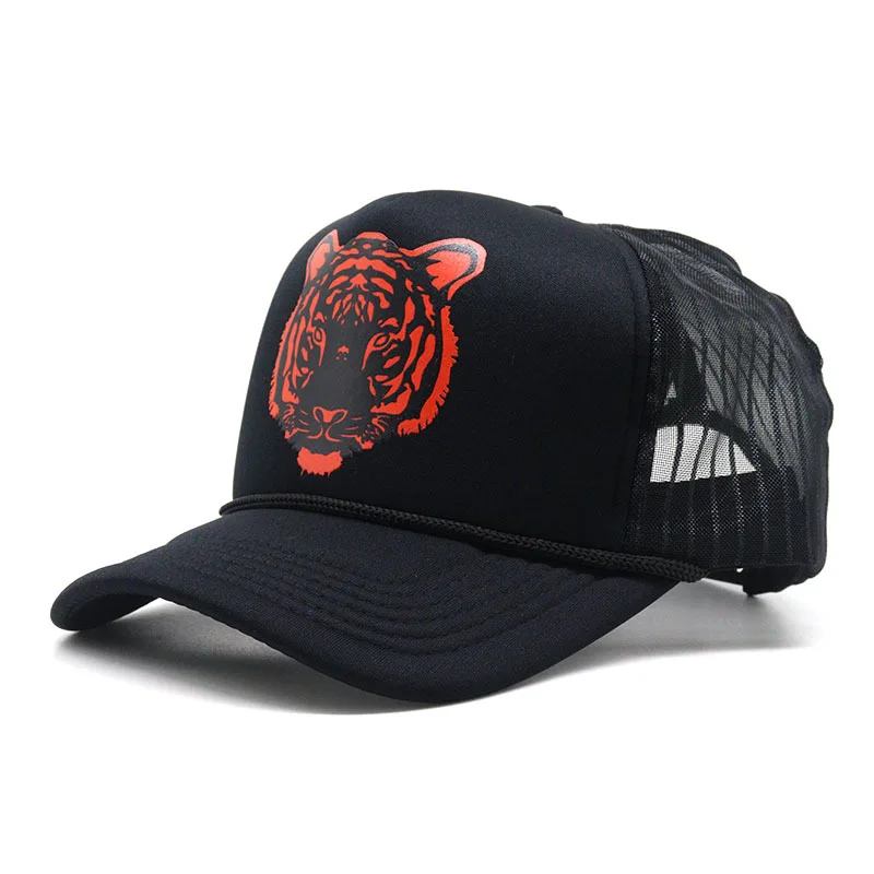 Foreign Trade New Couple Mesh Cap Summer Sun Protection Breathable Mesh Cap Tiger Head Printed Baseball Cap Aliexpress Hot Sale