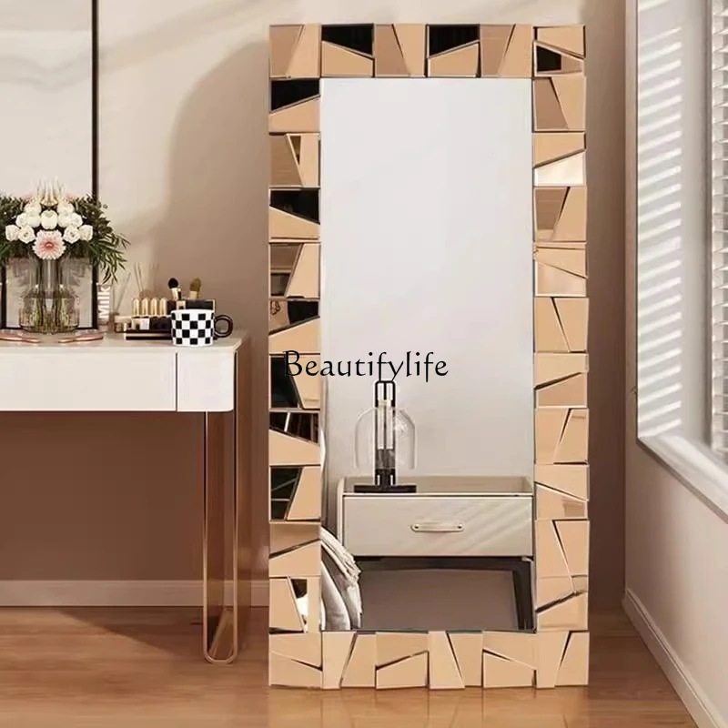 

Nordic Three-Dimensional Full-Length Mirror French Light Luxury Floor Mirror Clothing Store Wall-Mounted