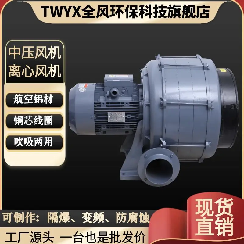 Multi-stage medium pressure fan, burner, suction fan