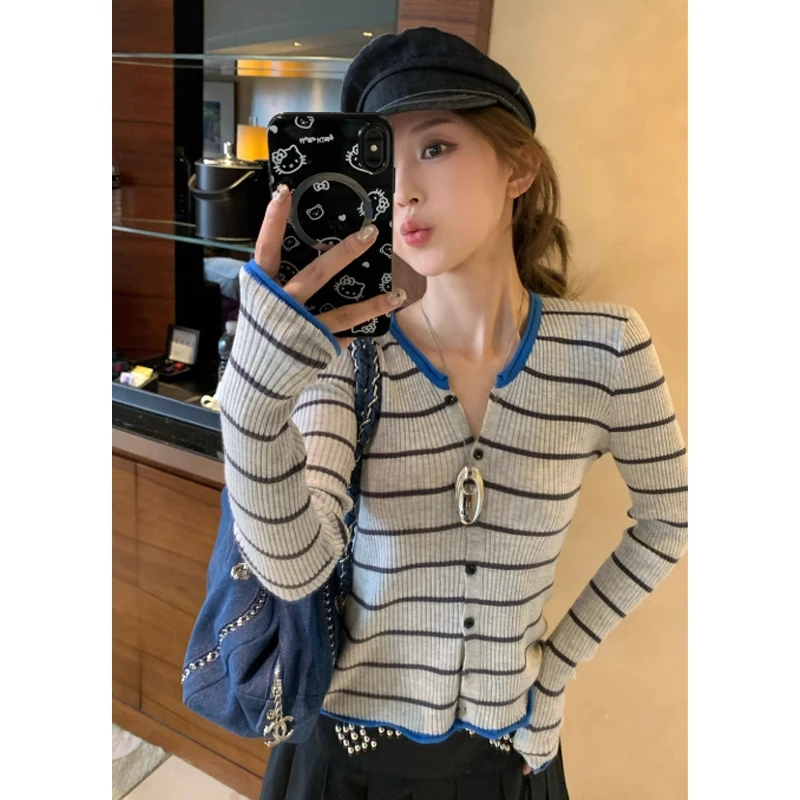 

Cardigans Homewear Sweaters Womens Winter Tassels Sequin Oversized Boxy Fur-Collar Boat Striped Wool-Feel Hole Lettuce Beautiful