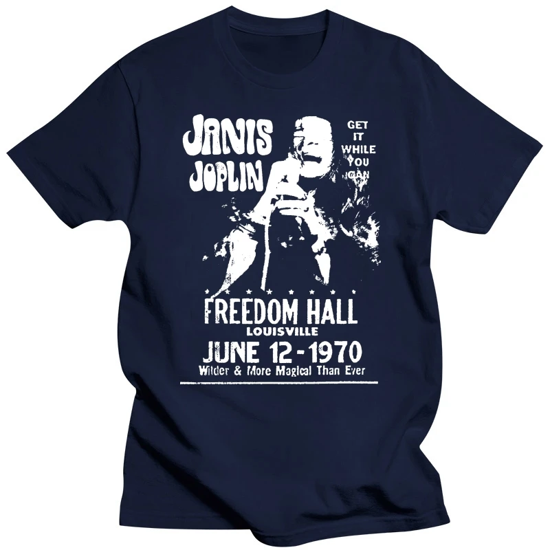 New Authentic Janis Joplin Live at the Freedom Hall Concert 1970 poster T-shirt