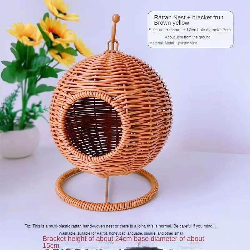 Sugar Glider Sleeping Nest Parrot Plastic Rattan Weaving Nest Golden Bear Hamster Hanging Warm Nest Squirrel LandscapingSupplies