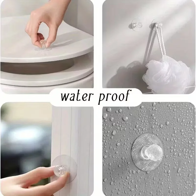 8pcs Transparent Crystal Door Knobs, Self-Adhesive Drawer Handles with Hooks for Cabinet Furniture