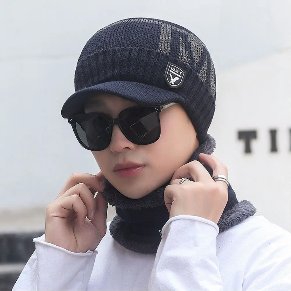 2 teile/satz im Freien verdickte wind dichte Mütze Schal Winter warme Strick mütze weiche Wolle Mütze für Männer Frauen