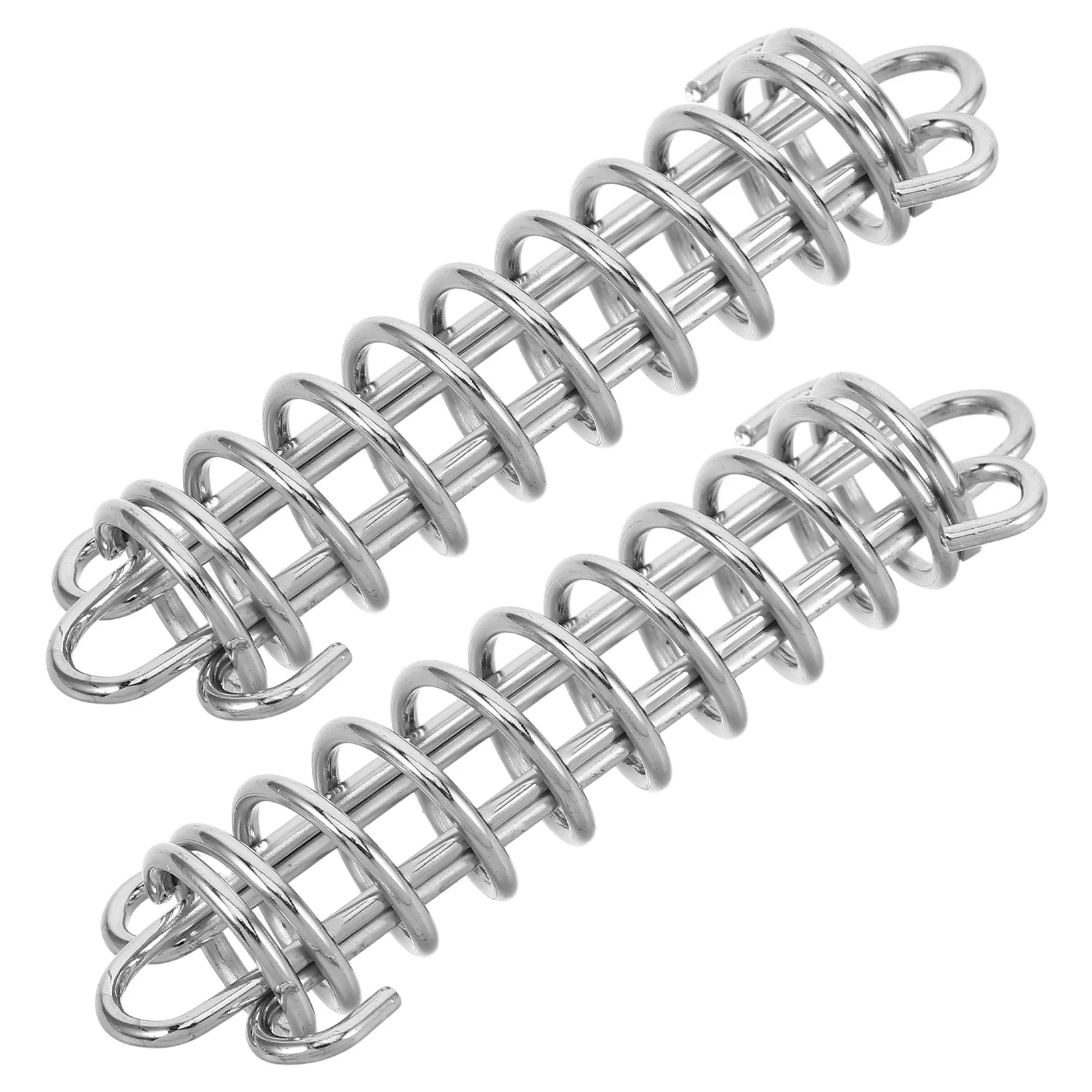 2 Pcs Tent Buckle Hanging Rope Outdoor Telescopic Metal Elastic Spring Silver Fixed