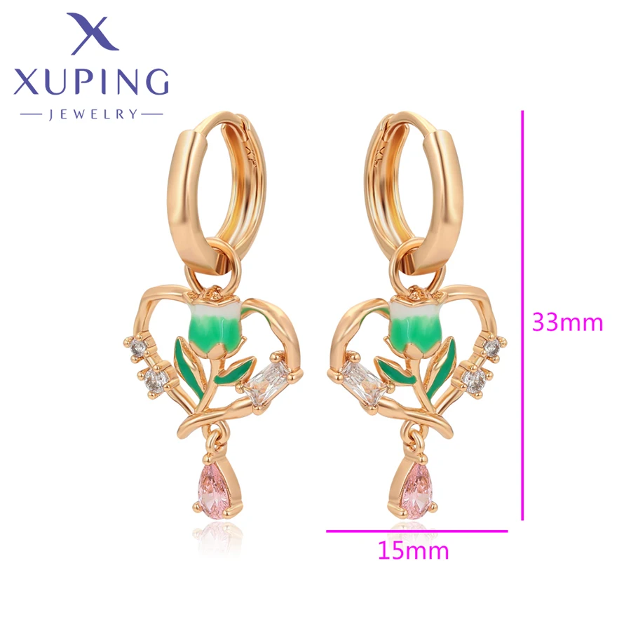 Xuping Jewelry New Arrival Flower Shaped Hoop Earrings with Gold Color Plated Earring for Women Jewellery Gift X001209266