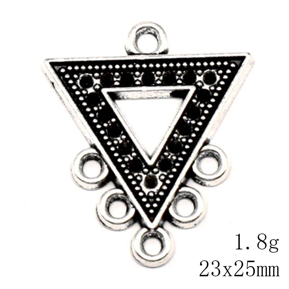 10szt 23x25mm Trójkątne kolczyki Złącze Wisiorki Akcesoria Diy Jewelri Antyczny srebrny kolor