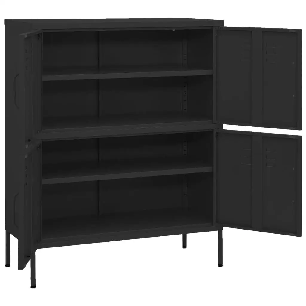 31.5x13.8x40 Black Steel Storage Cabinet - Durable Organizer for Home & Office