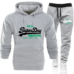 2024 New print autumn winter men's hoodie pants sweatshirt sweatpants two-piece street suit sportswear jogging sportswear