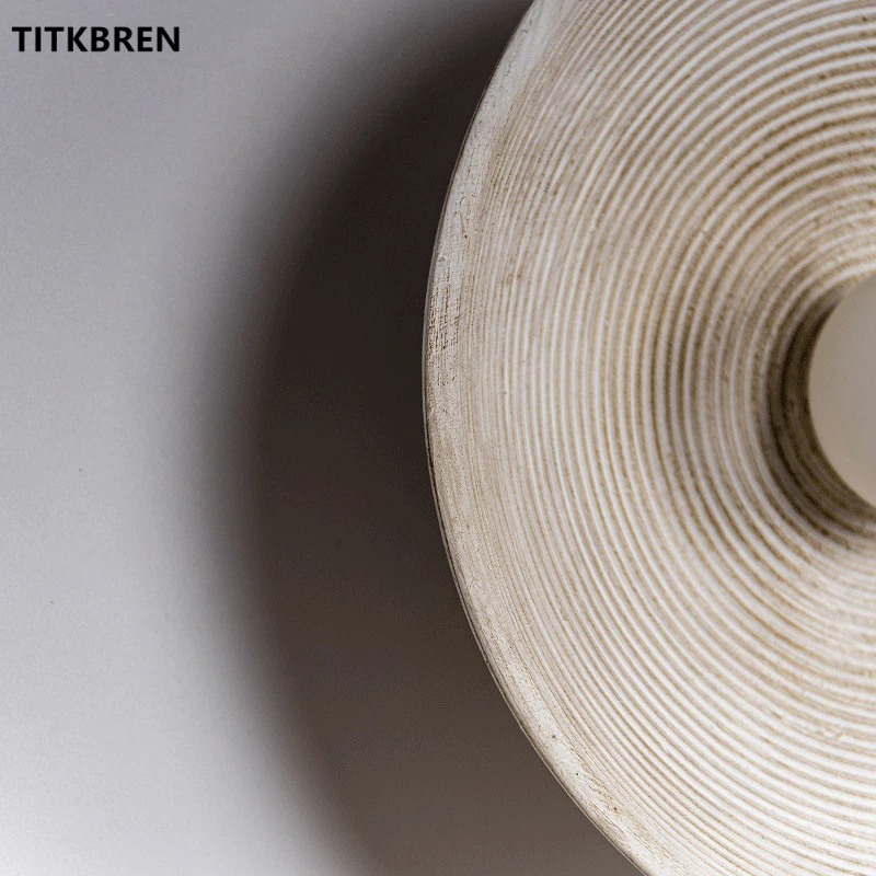 Retro Japanese Style Circle Wall Lamp For Home Indoor Living Dining Room Aisle LED Sconces Design Make Old Resin Vortex Lighting