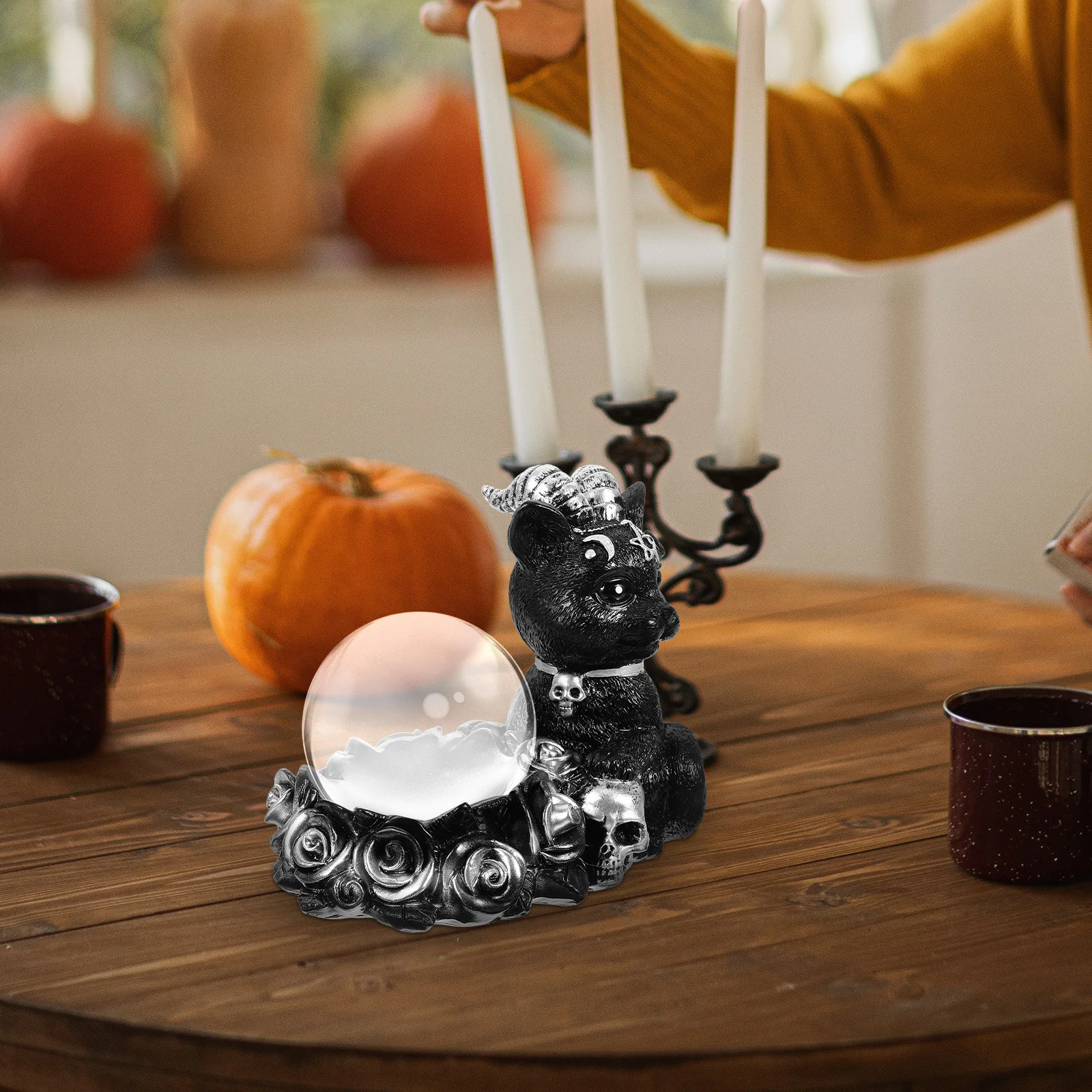 

Crystal Ball Holder Vintage Style Resin Stand for Desktop Display Decorative Sphere Base for Home Office Halloween Decoration