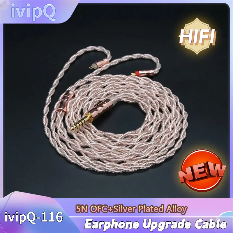 

IvipQ 4-ядерный 5N OFC + посеребренный сплав HIFI кабель для наушников с MMCX 2PIN N5005 IE900 для KATO Bravery Voice Rinko Fiio Fh7